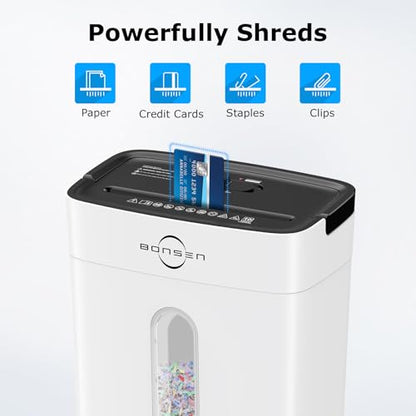 Bonsen 10-Sheet Cross Cut Paper Shredder for Home Office Heavy Duty, White - color: White, size: 10-Sheet Cross Cut