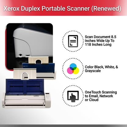 Xerox Duplex Portable Document Scanner, Xerox Duplex Portable Scanner, Blue & White (Renewed)