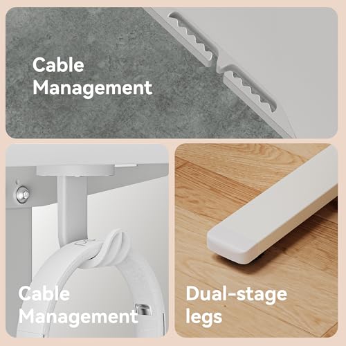 48 x 24 Inch Electric Standing Desk, 3 Memory Presets, White - color: White, size: 48*24