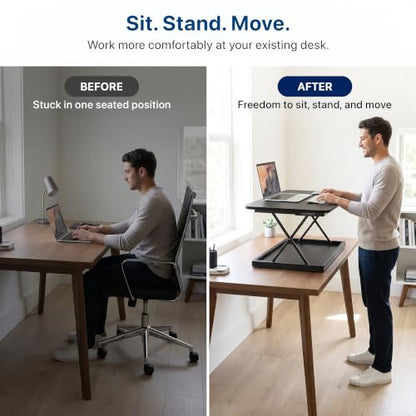 Uncaged Ergonomics Small Standing Desk Converter & Desk Riser (Black) - color: Black
