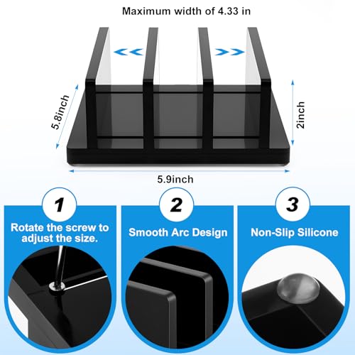 Chunful Adjustable Vertical Laptop Stand for Desk, Acrylic 3 Slot Laptop Holder Desktop, Invisible Desktop Notebook Dock for Notebook Computer, All Gaming Laptops up to 17'' - color: Black, style: 3 Slot