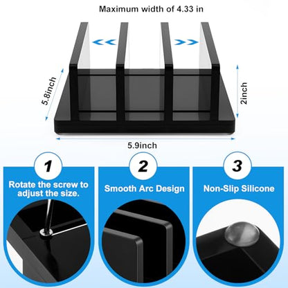 Chunful Adjustable Vertical Laptop Stand for Desk, Acrylic 3 Slot Laptop Holder Desktop, Invisible Desktop Notebook Dock for Notebook Computer, All Gaming Laptops up to 17'' - color: Black, style: 3 Slot