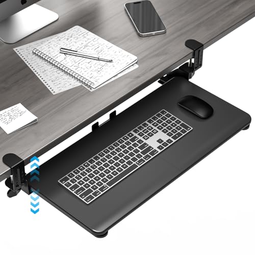Large Keyboard Tray Under Desk, Pull Out Keyboard & Mouse Tray for Typing - color: Black