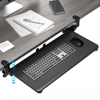 Large Keyboard Tray Under Desk, Pull Out Keyboard & Mouse Tray for Typing - color: Black