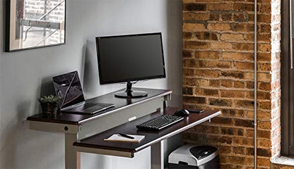 S STAND UP DESK STORE Crank Adjustable 2-Tier Standing Desk with Heavy Duty Steel Frame-Silver Frame/Dark Walnut Top, 60 inch Wide - color: Silver Frame/Dark Walnut Top, size: 60 Inches