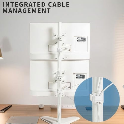 VIVO Dual Monitor Desk Stand Free-Standing LCD Mount, Holds in Stacked Vertical Position 2 Ultrawide Screens up to 34 inches, White, STAND-V002LW - color: White