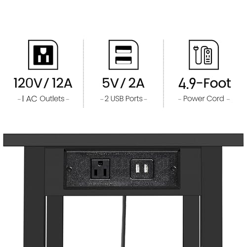 TUTOTAK Printer Stand, 2 Tier Rolling Printer Cart with Charging Station | Small Under Desk Printer Table with Wheels for Small Space, Office, Home, Black PS01BK001P - color: Black, size: 2 tier(18.9 x 11.8 x 15.4inchs)