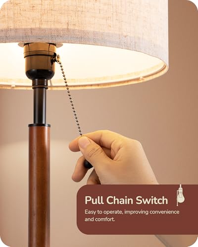 EDISHINE Modern Mid Century Table Lamp, Pull Chain Switch, 21.65 Inch, E26 - color: Black