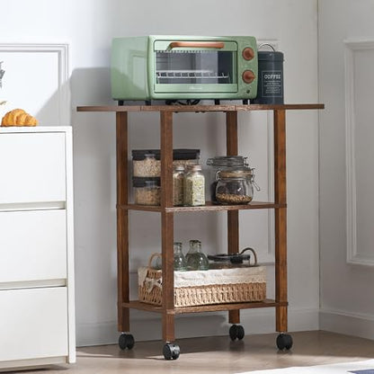 YUFAM 3 Tier Home Printer Stand with Storage, Brown - color: Brown, size: 15.75"D×23.65"W×25.7"H