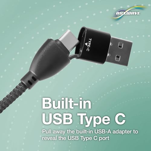 BoxWave Cable Compatible with Logitech Spotlight Presentation Remote - MagnetoSnap PD AllCharge Cable (100W), Magnet Charging Braided USB Type-C Micro - Jet Black