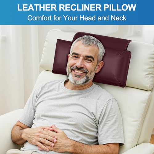 Recliner Pillow, Adjustable Neck & Head Support Pillow - color: Burgundy
