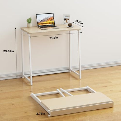 WOHOMO Folding Desk, 31.5" Foldable Computer Table for Small Spaces, Oak - color: Beige, size: Small Size:31.5 x 15.7