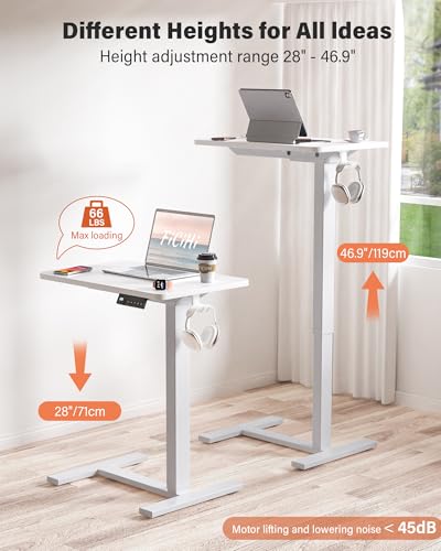 FiCiHi 24"x 16" Electric Standing Desk, Mobile Sit Stand Up Desk, White - color: White, size: 24" x 16"