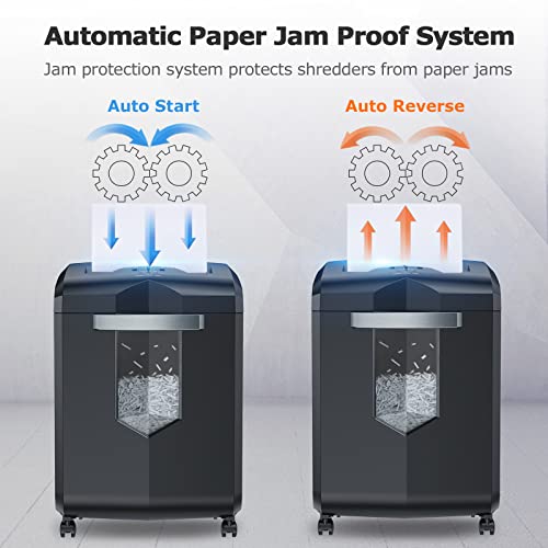 Bonsaii 18-Sheet Cross-Cut 60-Min Run Heavy Duty Paper Shredder | Anti-Jam, P-4 Security Level, 62dB Ultra-quiet, 6-Gal Bin with Casters, Shreds Credit Cards & Staples C149-C - size: 1 8 Sheet Cross Cut