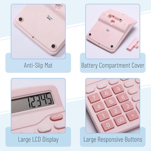 Mr. Pen- Calculator, Pink, Calculators Large Display | Standard Function Calculator, 12-Digit, Calculators Desktop, Office Calculator, Desktop Calculator