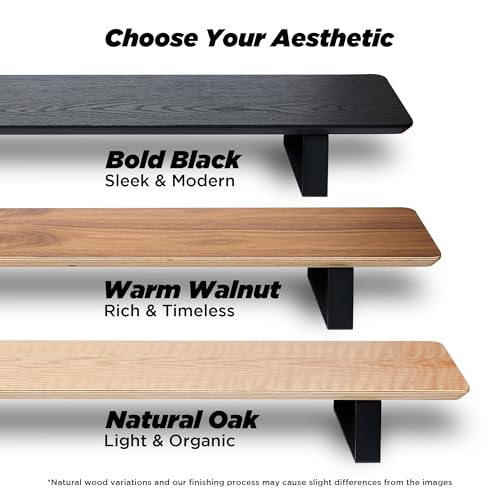 ULTRARM Moodular Wooden Monitor Stand Desk Organizer, Large 45.6" Oak | Customizable Organized Workspace, Aluminum Slide Rails, 10 Add-Ons Sold Separately: Storage Drawer, Tablet, Phone & More