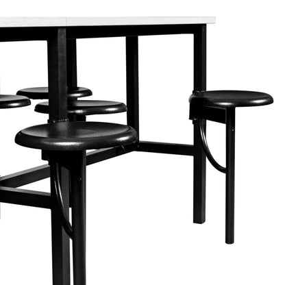 Romig Endure Standing Height Collaborative Table and Chair Set with 4 Pull-Out Swivel Stools, Dry Erase Whiteboard Top, Built-in Power Outlets and USB Charging, Classroom Training Table - color: White, size: 4 Seater