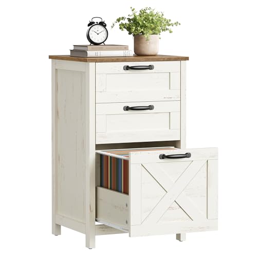 VASAGLE File Cabinet, 3-Drawer Filing Cabinet for Home Office | Modern Farmhouse, for A4 Letter Files, Printer Stand, Study Bedroom, Rustic White and Honey Brown UOFC087WJ02S - color: Rustic White + Honey Brown, size: 3 Drawers