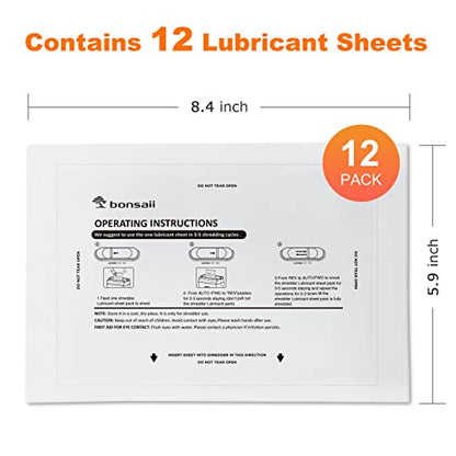 Bonsaii Paper Shredder Lubricant Sheets,12-Pack (8.4 x 5.9 inch/piece) - size: 12 PACK