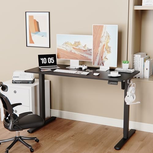 LongKe Electric Standing Desk Adjustable Height, 48x24 Inches Sit Stand up Desktop for Home Office, Ergonomic Rising Computer Table with Memory Preset, Black - color: Black, size: 48inches