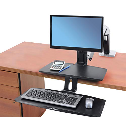 Ergotron – WorkFit-A HD Single Monitor Standing Desk Converter, Sit-Stand Workstation for Tabletops – 10 to 20 lbs, Suspended Keyboard Tray - size: 10-20 lbs, style: Suspended Keyboard Tray