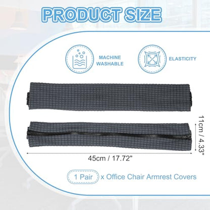 PATIKIL 18x4.3in Office Chair Armrest Covers, 1Pair, Dark Gray - color: Dark Gray, size: 18"