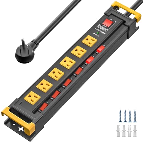 6 Outlet Heavy Duty Surge Protector Power Strip with Individual Switches - size: 6 Outlet, style: 6FT