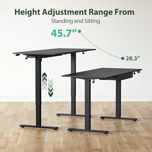 Agilestic 48 * 24 Inch Electric Standing Desk with Under Drawers, Black - color: Basic Black, size: 48x24 Inch