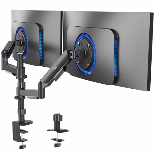 VIVO 17 to 32 inch Dual Mechanical Monitor Mount, 2 Tension Spring Arms, Adjustable Swivel, Rotation, Heavy Duty VESA Desk Stand with C-clamp, Grommet, Max VESA 100x100, Black, STAND-V002K - color: Black, size: Dual Mount
