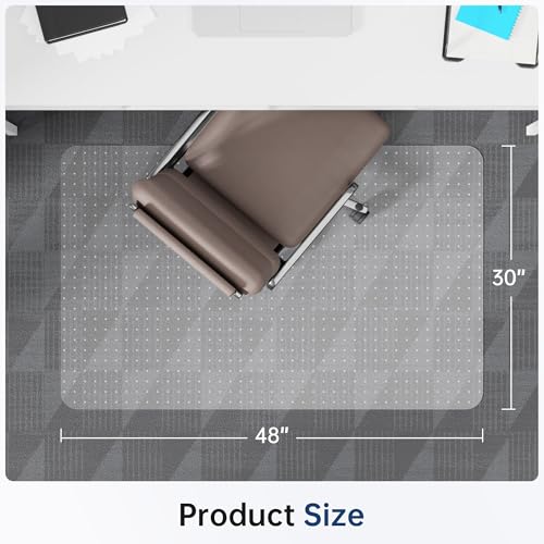 Office Chair Mat for Carpet, 30" x 48" Clear Computer Desk Chair Mat for Carpeted Floors, Easy Glide Plastic Floor Mats with Studs for Rolling Chair in Office Home - color: Clear, size: 30'' x 48'' Rectangle