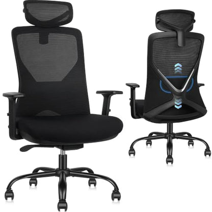 HYLONE Big and Tall Office Chair, High Back Mesh Chair with Adaptive Gravity Balance Recline, Adjustable Headrest & Lumbar Support, Comfortable Home Office Chair, X-Frame Structure