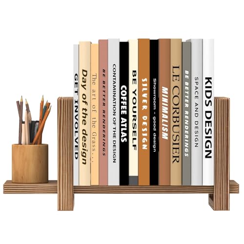 Adjustable Desktop Bookshelf Wooden Table Top Bookshelf Retro Mini Book Shelf Desk Organizer Magazine Files Letters Holder Rack, Easy Assembly No Tools or Nails Required, Tabletop Book Storage Rack - color: Brown