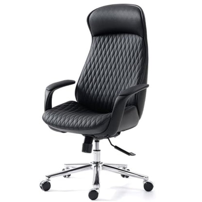 High-Back Office Executive Chair Ergonomic Office Chair with Footrest Adjustable Swivel with Lumbar Support Armrest for Home - color: Black