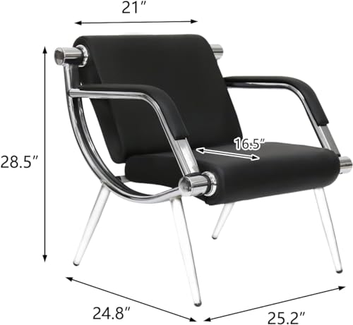 Kinsuite 1-seat Waiting Room Chairs - 6pcs Office Reception Chairs for Salon Barber Bench Airport Bank Hall PU Leather, Black - size: 1-seat*6