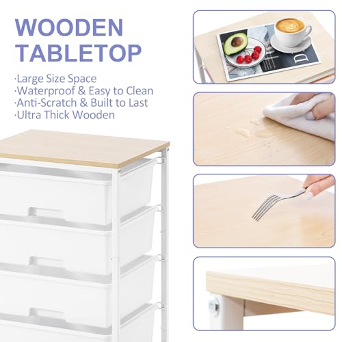 SYKIARIOL Rolling Cart with Drawers, 4-Drawer Utility Cart, Bright White - color: Bright White, size: 4 Drawers