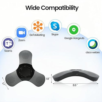 Conference Speaker and Microphone 360° Voice Pickup USB Bluetooth Speakerphone for Home Office & Meeting Room