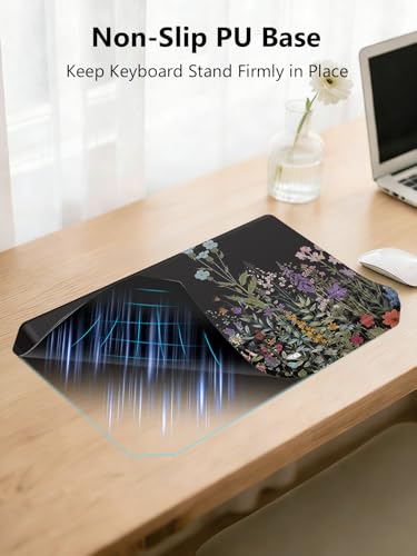 2-in-1 Ergonomic Keyboard Stand with Wrist Rest, Flower - color: Black Flower