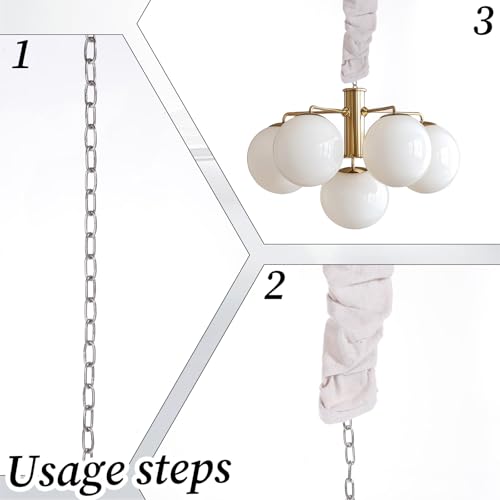 4 Pcs Fabric Cord Cover, 6 Feet and 4 Feet Beige Chandelier Chain Cover Fabric Lighting Cable Sleeve for Chandelier Lighting Wires, Cable Management - Easy to Install