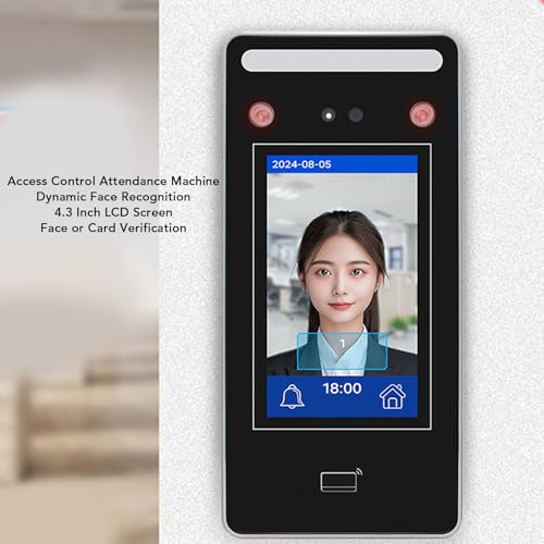 Face Attendance Machine, Biometric Facial Recognition Time Clock with Touch Screen Employee Access Control System for Office Factory