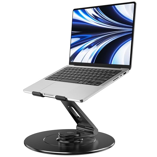 LOXP Ultra-Stable Laptop Stand for Desk with Larger Base | Military-Grade Aluminum Anti-Loosening Structure - Height Adjustable Laptop Stand Suitable for 10-17.3 inch - color: Glossy Black
