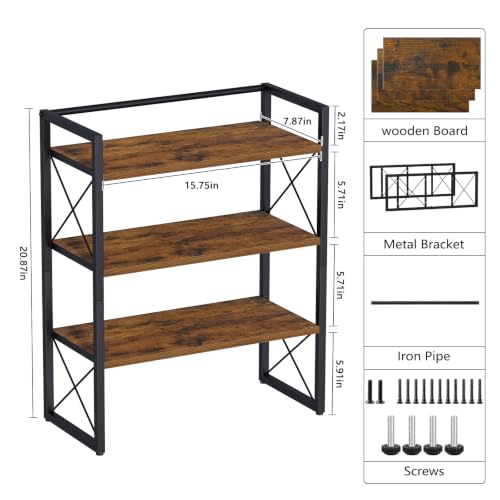 YINMIT Desk Shelf Organizer for Top of Desk with 3-Tier Open Shelves - color: Brown-3tier