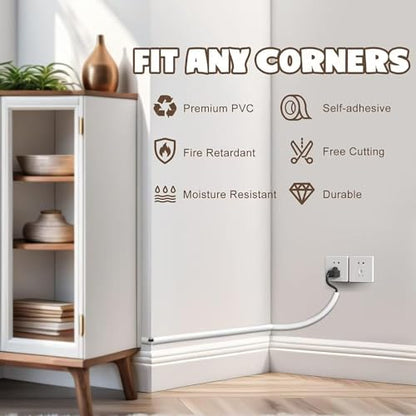 39in Cable Concealment Device, Self-Adhesive Cable Storage Protective Cover