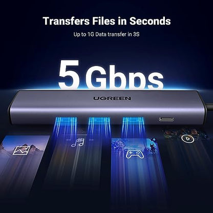 UGREEN USB to Ethernet Adapter, 5 in 1 USB Hub with Ethernet, Plug and Play (Pack of 2) - size: L100.9xW27xH18 (mm) (Pack of 2)