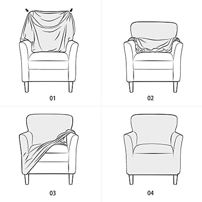 LiveGo Stretch Mid Century Modern Armchair Slipcover 1-Piece Jacquard Accent Chair Covers with Arms Soft Waterproof Chair Slipcovers for Living Room Furniture Protector Office (Khaki) - color: Khaki