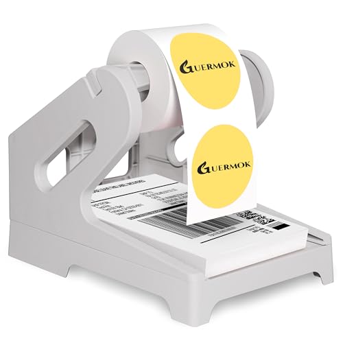 Guermok Thermal Shipping Label Holder for Rolls & Fan-Fold Fragile Stickers | Label Roll Stand for Shipping, Desktop Printer Holder-Home Office Accessory, Sticker Dispenser for Holographic Labels (Gray) - color: Gray
