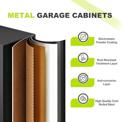 70.08’’ Dual Smart Lock Garage Storage Cabinet with Digital Keypad, Tall Metal Storage Cabinet with Hooks and Adjustable Shelves, Locking File Cabinet, Locking Cabinet for Garage Office Pantry
