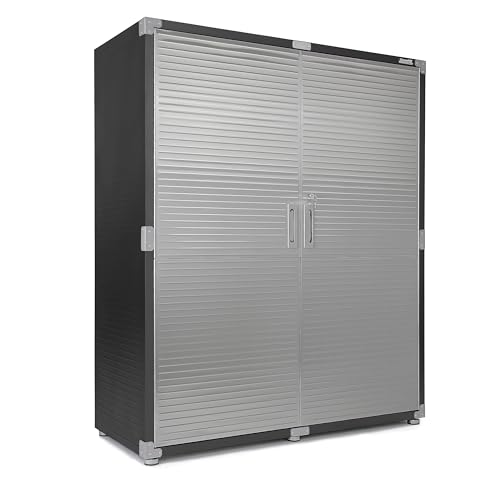 Seville Classics UltraHD Solid Steel Lockable Metal Storage Cabinet Locker Organizer, w/Adjustable Shelves for Garage, Warehouse, Office, Classroom, Graphite, 60" W x 24" D x 72" H - color: Graphite, size: 60" W x 24" D x 72" H