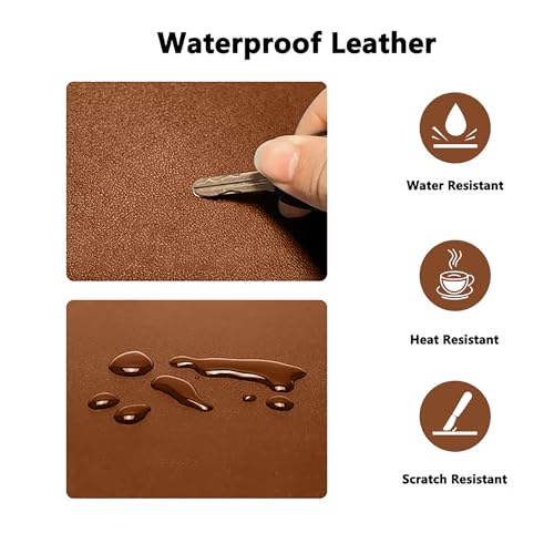 PU Leather Desk Pad Protector Gaming Mouse Pad Non Slip Desk Mat for Keyboard and Mouse Waterproof Desk Writing Pad for Office and Home Desk Accessories(Brown, 31.5 * 15.7) - color: Brown, size: 31.5" x 15.7"