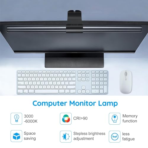 Monitor Light Bar, Ra90 Computer Monitor Lamp for Eye Caring, USB Reading Lamp Task Lamp, Dimmable Light Bar with Memory, No Glare Space Saving Home Office 16.20" 1-Pack - size: 16.20-INCH