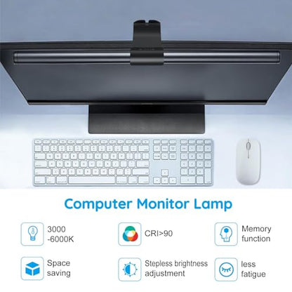Monitor Light Bar, Ra90 Computer Monitor Lamp for Eye Caring, USB Reading Lamp Task Lamp, Dimmable Light Bar with Memory, No Glare Space Saving Home Office 16.20" 1-Pack - size: 16.20-INCH